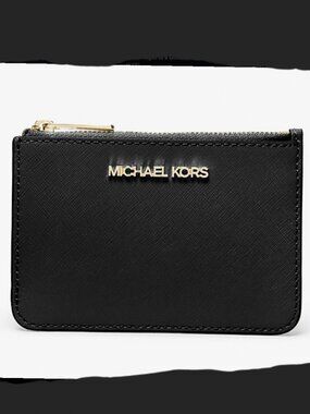 NWOT 🖤 Michael Kors Jet Set Black Coin purse or Card Wallet With Gold Accents